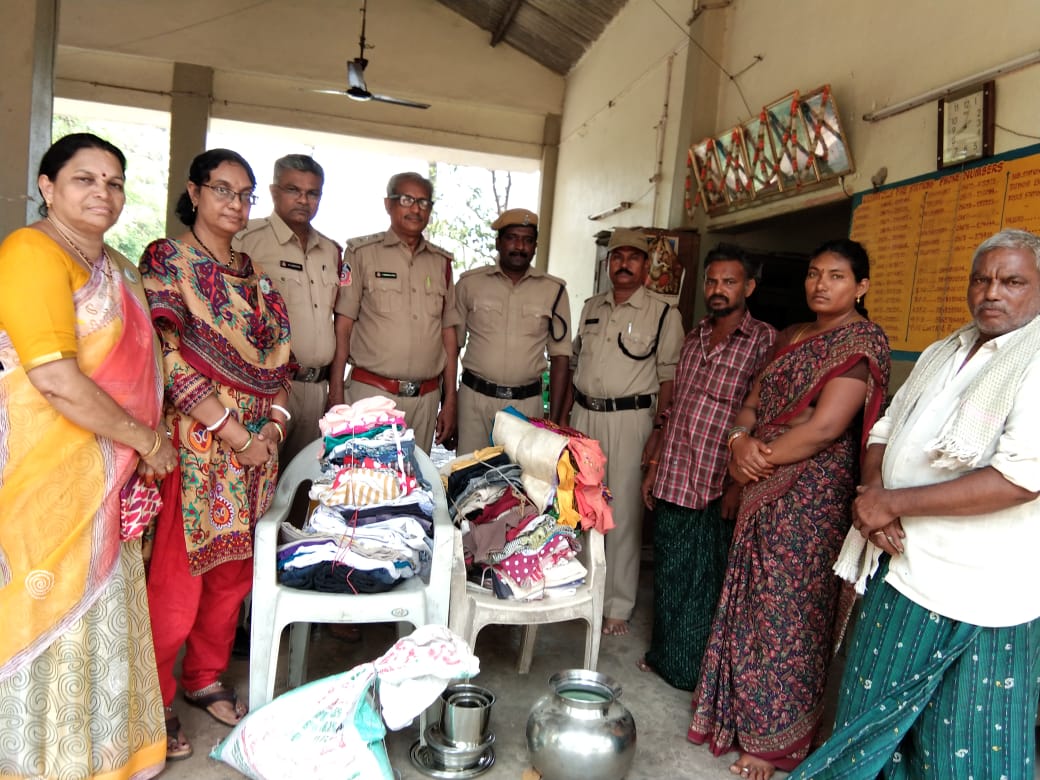 Padamata Bhuvaneshwari donating cloths and utensils