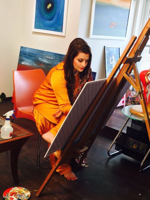 Krupa Shah in her painting studio