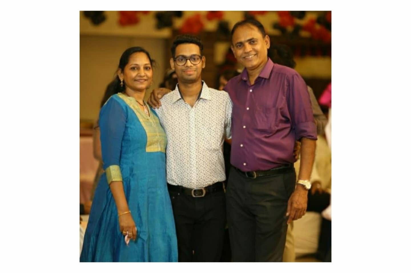 Harsh Doshi with his parents